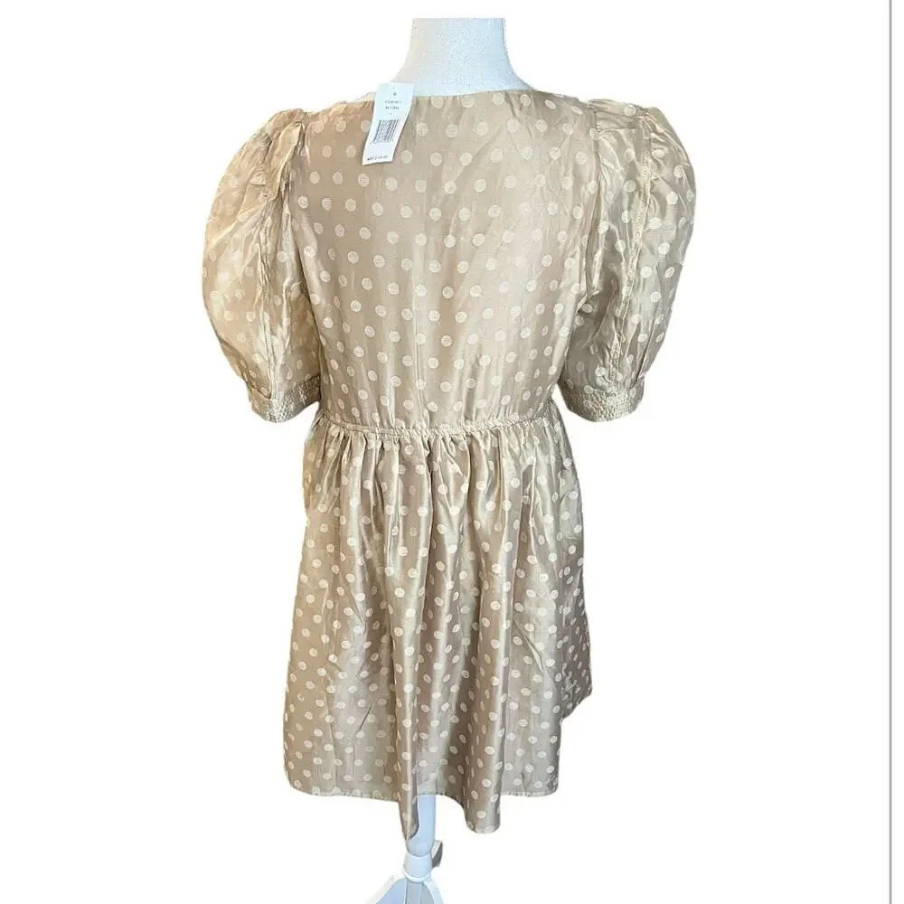En Saison tan polka dot babydoll Minidress Desiree Organza  New wedding neutral - Picture 7 of 13